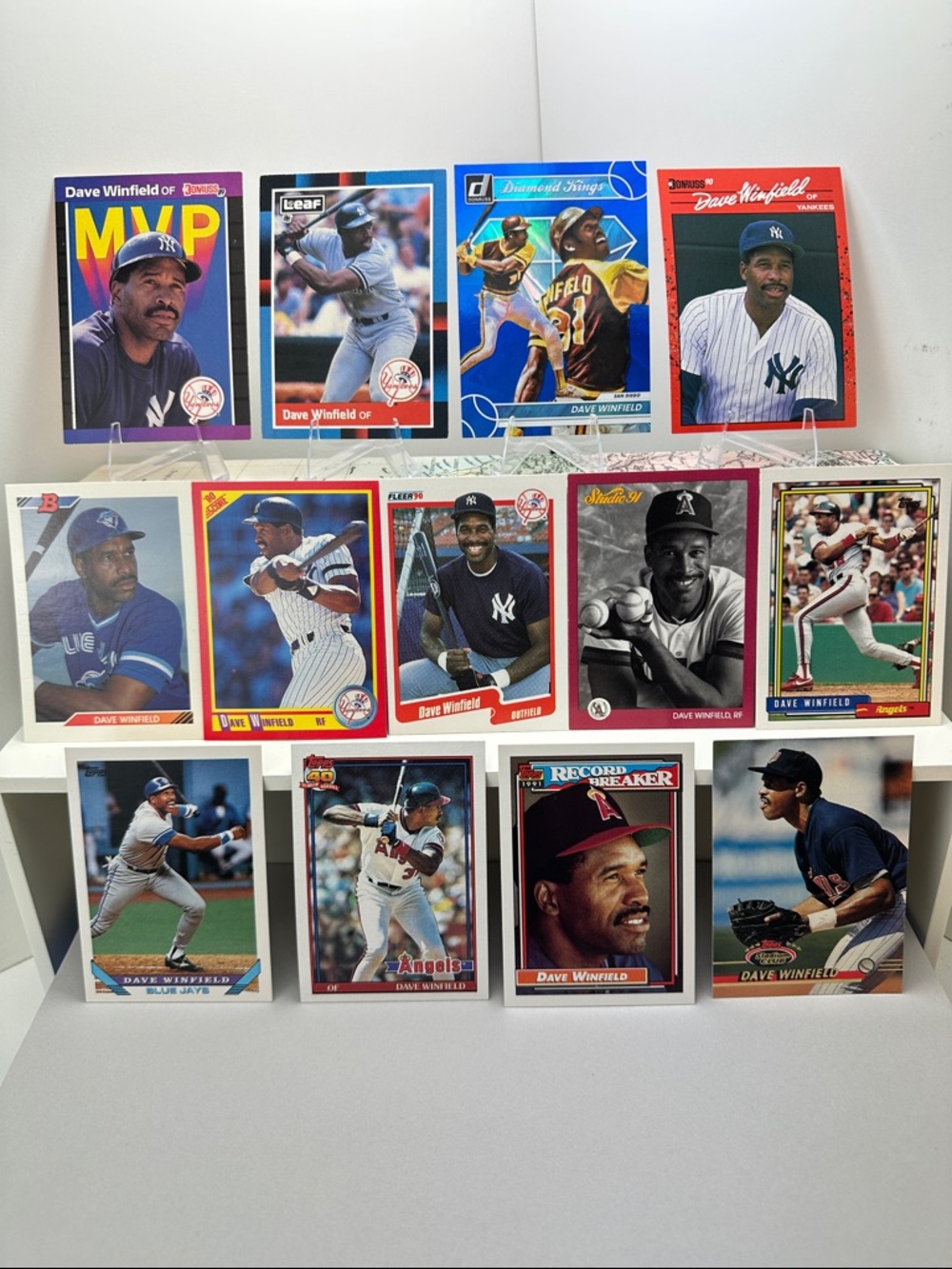 Dave Winfield lot of 13 (Padres, Yankees, Angels, Blue Jays, Twins)